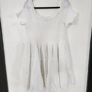 NWT American Eagle White Smocked Tiered Mini Dress Size XL Festival Boho Western